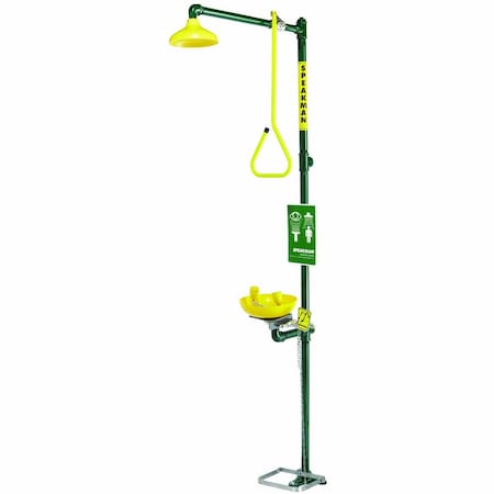 Speakman Emergency Shower Combination, 93.75 H, Plastic Bowl, Green SE-697-HFO